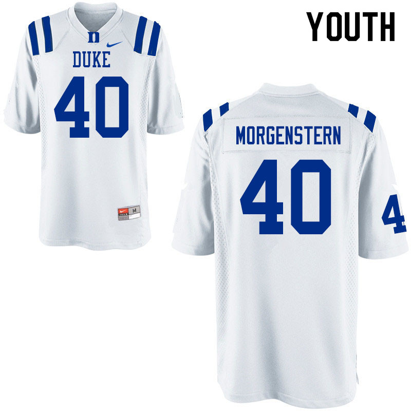 Youth #40 Jacob Morgenstern Duke Blue Devils College Football Jerseys Sale-White - Click Image to Close